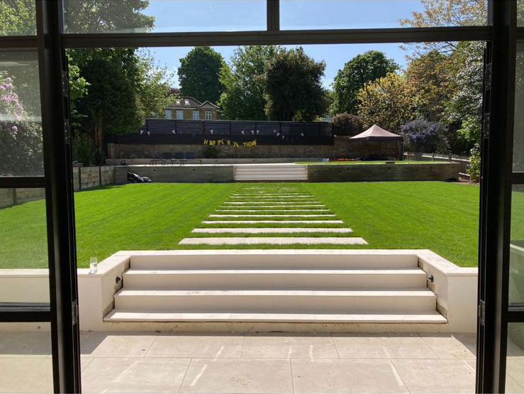 Garden With Tiered Landscaped Lawns